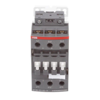 ABB AF26-30-00-11 Contactor, Motor Control, 24-60VAC/20-60VDC, 26A, 3-Pole, AF26 Series